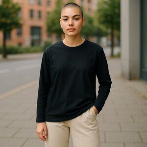 Eileen Fisher Black Long Sleeved T-shirt 100% Organic Cotton Size S